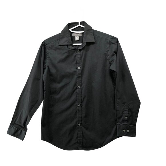 Van Heusen Boys 10-12 Black Dress Shirt Long Sleeve Button Up Formal Youth - Picture 1 of 9
